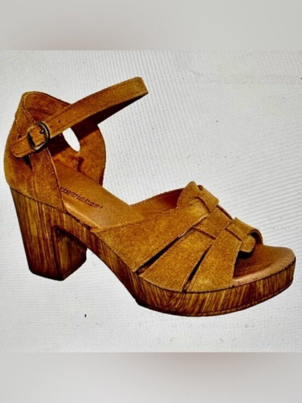 [New] Eric Michael 41=10 Savy Honey Brwn Suede Chunky Heel Platform Clog Sandals